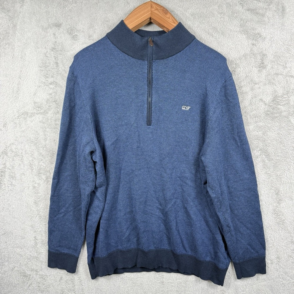 Vineyard Vines Hamilton Sweater Mens 2XL Blue 1/2 Zip Pullover Wool Blend Preppy